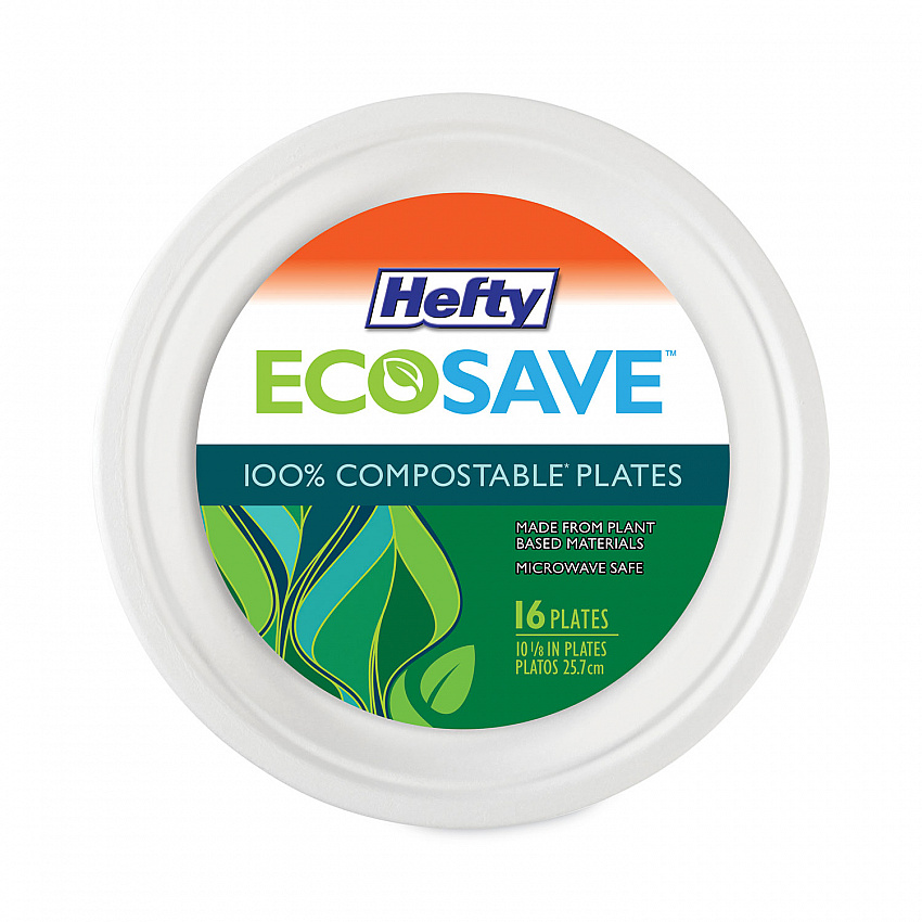 ECOSAVE Tableware, Plate, Sugarcane, 6.75" dia, White, 30/Pack, 12 Packs/Carton (D77300)