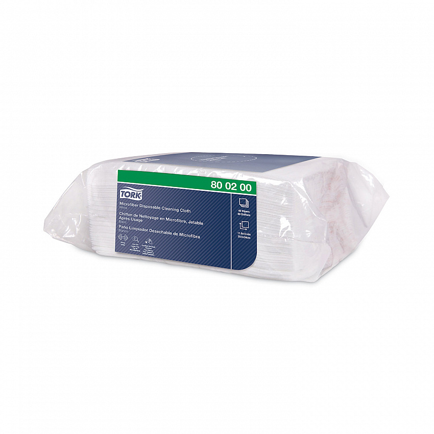 Microfiber Disposable Cleaning Cloth, 1-Ply, 11.6 x 13.4, Unscented, White, 40 Wipes/Pack, 8 Packs/Carton (800200)