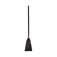 Flag Tipped Poly Lobby Brooms, Flag Tipped Poly Bristles, 38" Overall Length, Natural/Black, 12/Carton (951BP)