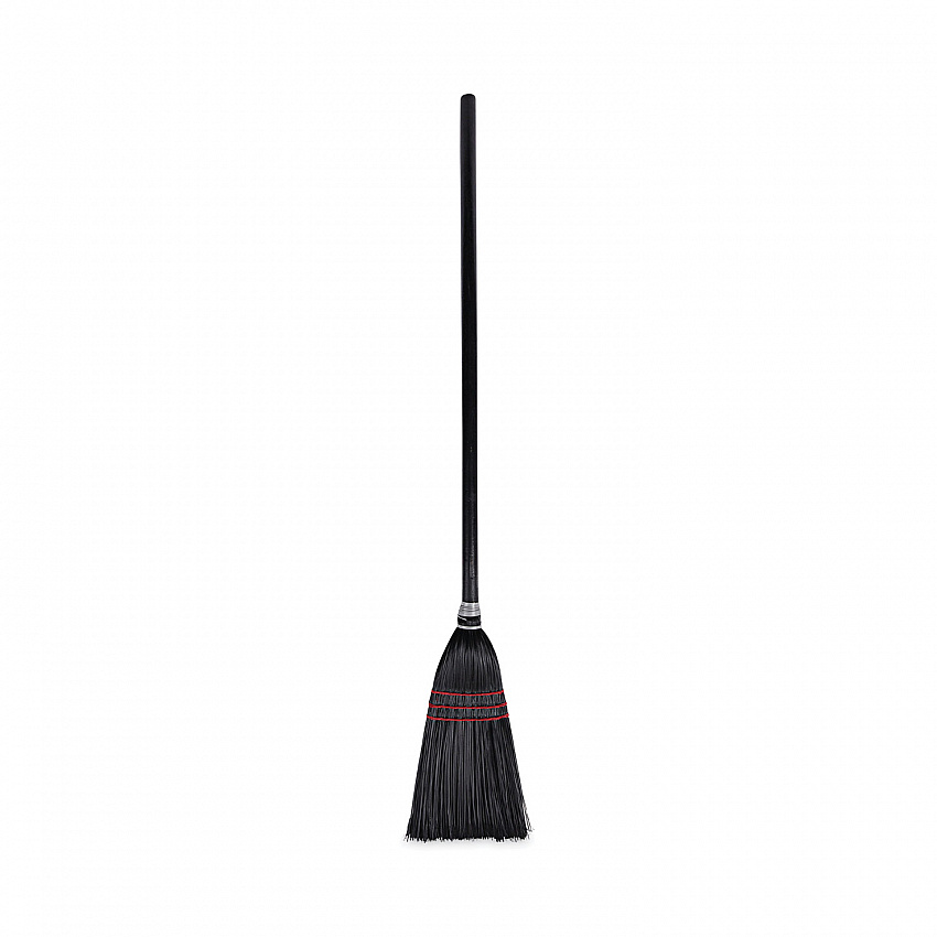 Flag Tipped Poly Lobby Brooms, Flag Tipped Poly Bristles, 38" Overall Length, Natural/Black, 12/Carton (951BP)