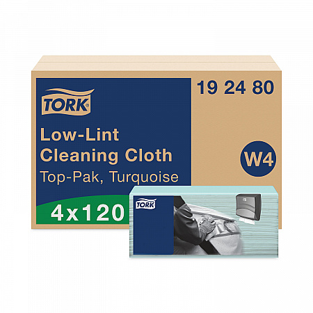 Low-Lint Cleaning Cloth, 1-Ply, 14 x 16.34, Unscented, Turquoise, 120/Pack, 4 Packs/Carton (192480)
