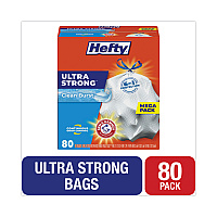 Extra Heavy-Duty Ultra Strong Scented Tall Kitchen Bags, Drawstring, 13 gal, Clean Burst, 23.75" x 24.88", White, 80/Box (E88356)