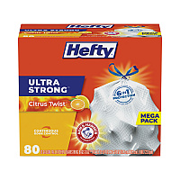 Ultra Strong Scented Tall Kitchen Bags, Drawstring, 13 gal, Citrus Twist, 23.75" x 24.88", White, 80 Bags/Box, 3 Boxes/Carton (E88354CT)