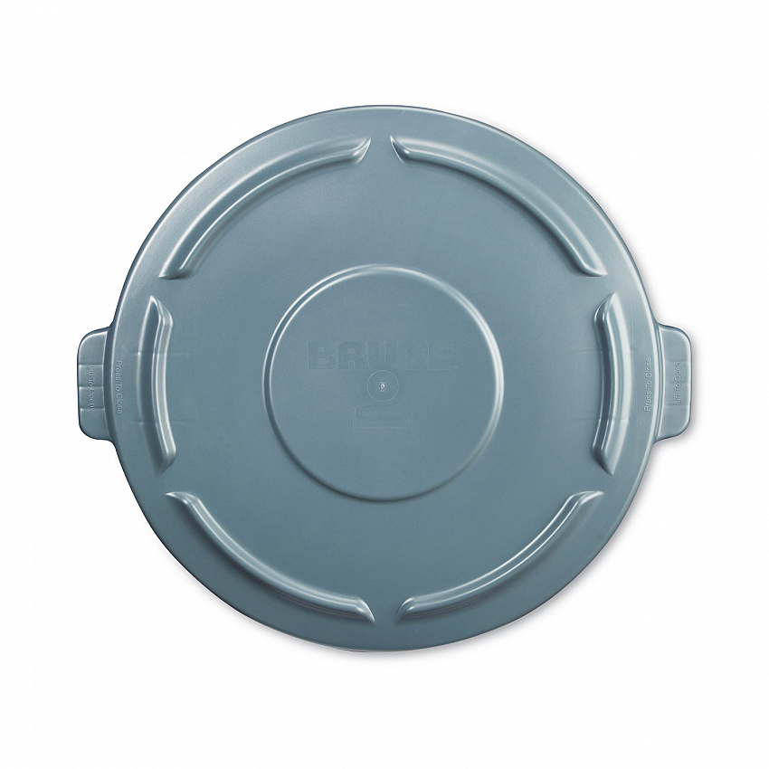 BRUTE Self-Draining Flat Top Lids for 10 gal Round BRUTE Container, 15.91" Diameter, Gray, 6/Carton (260900GRAYCT)