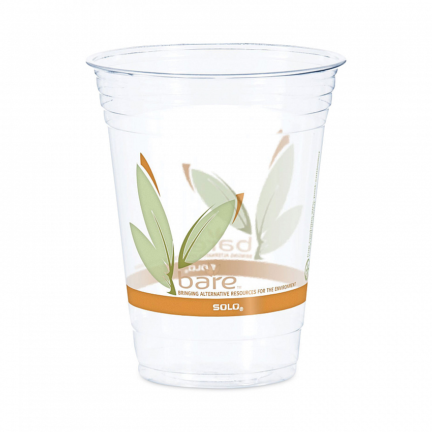 Bare Eco-Forward RPET Cold Cups, 16 oz to 18 oz, Plastic, Leaf Design, 50/Pack (RTP16DBAREPK)