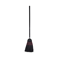 Flagged Tip Poly Bristle Janitor Brooms, 10 x 58.5, Wood Handle, Natural/Black, 12/Carton (930BP)
