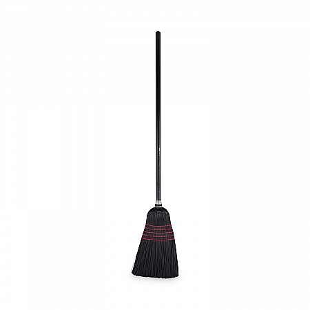 Flagged Tip Poly Bristle Janitor Brooms, 10 x 58.5, Wood Handle, Natural/Black, 12/Carton (930BP)
