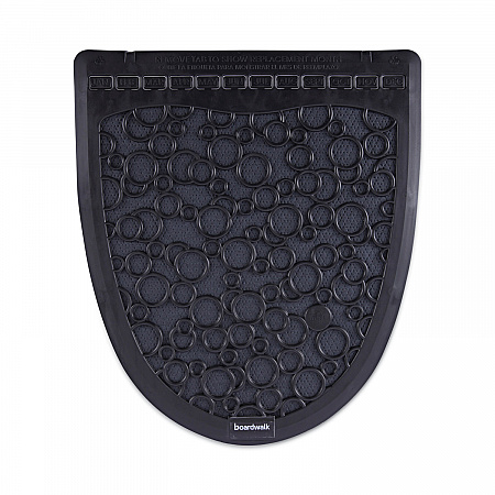 Disposable Urinal Floor Mat 2.0, Shield-Shaped, Black/Gray Slip-Resistant Surface, 17.5