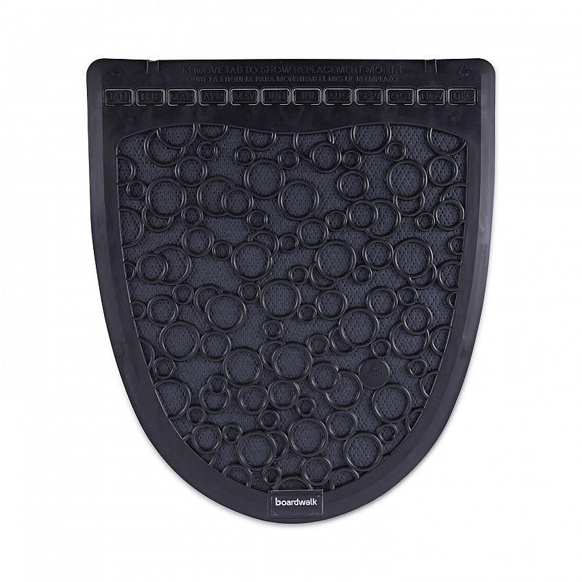 Disposable Urinal Floor Mat 2.0, Shield-Shaped, Black/Gray Slip-Resistant Surface, 17.5" x 20", 6/Carton (UMBB)