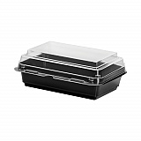 Creative Carryouts Hinged Plastic Hot Deli Boxes, 24 oz, 7.87 x 5.4 x 2.1, Black/Clear, 200/Carton (846612PS94)