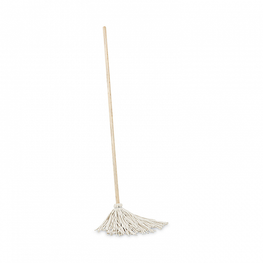 Handle/Deck Mops, #12 White Cotton Head, 48" Natural Wood Handle, 6/Pack (112C)