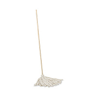 Handle/Deck Mops, #16 White Cotton Head, 48" Natural Wood Handle (116C)