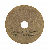 Clean and Shine Pad, 15" Diameter, Brown, 5/Carton (09540)