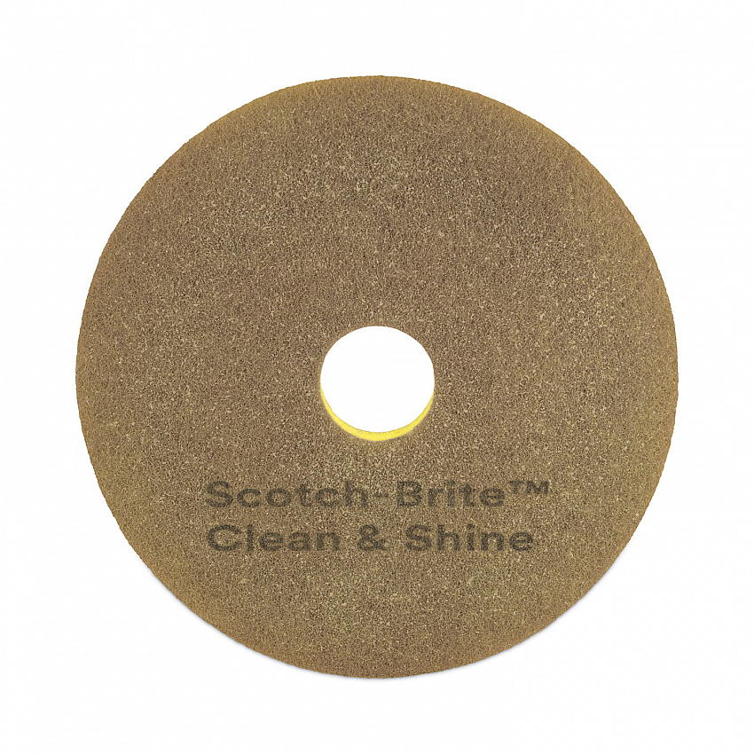 Clean and Shine Pad, 15" Diameter, Brown, 5/Carton (09540)