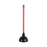 Toilet Plunger, 18" Plastic Handle, 5.63" dia, Red/Black, 6/Carton (09201)