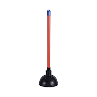 Toilet Plunger, 18" Plastic Handle, 5.63" dia, Red/Black (09201EA)