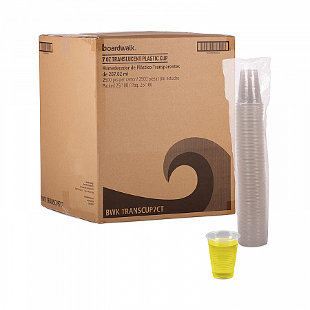 Translucent Plastic Cold Cups, 7 oz, 100/Sleeve, 25 Sleeves/Carton (TRANSCUP7CT)