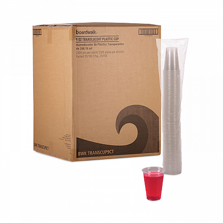 Translucent Plastic Cold Cups, 9 oz, 100/Sleeve, 25 Sleeves/Carton (TRANSCUP9CT)