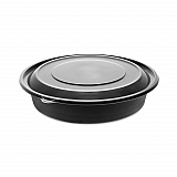 EarthChoice MealMaster Container with Lid, 48 oz, 9" Diameter x 2.12" h, Black/Clear, Plastic, 150/Carton (0CN80948CSTC)