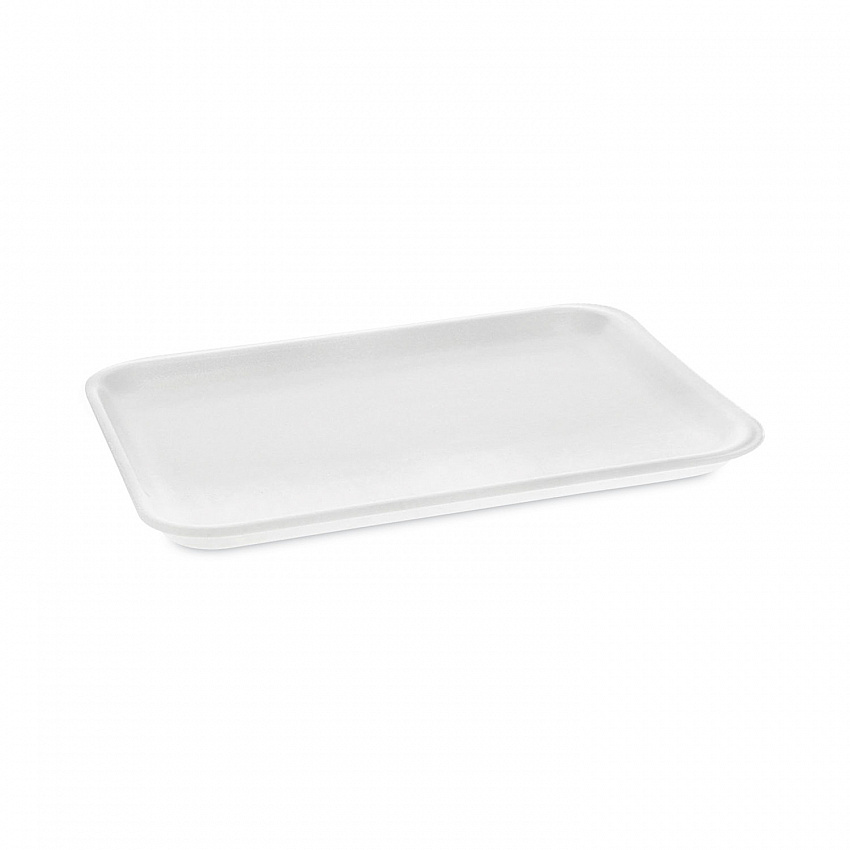 Meat Tray, #4 Shallow, 9.12 x 7.12 x 0.65, White, Foam, 500/Carton (0TF104S00000)