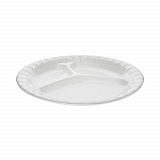 Placesetter Deluxe Laminated Foam Dinnerware, 3-Compartment Plate, 8.88" dia, White, 500/Carton (0TK100110000)