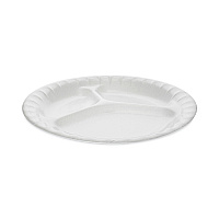 Placesetter Deluxe Laminated Foam Dinnerware, 3-Compartment Plate, 8.88" dia, White, 500/Carton (0TK100110000)