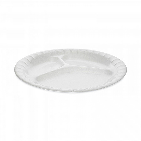 Placesetter Deluxe Laminated Foam Dinnerware, 3-Compartment Plate, 8.88