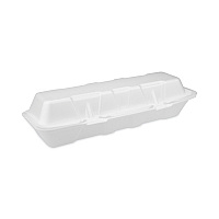 Foam Hinged Lid Containers, Dual Tab Lock Hoagie, 13 x 4.5 x 3, White, 250/Carton (0TH1X267000Y)