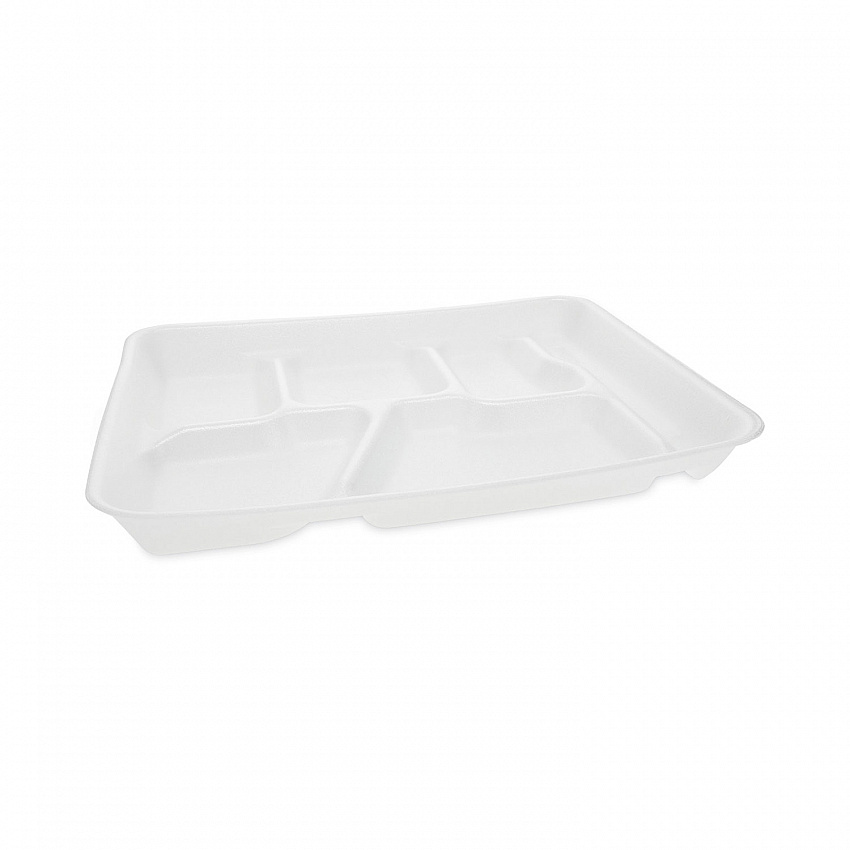 Foam School Trays, 6-Compartment Tray, 8.5 x 11.5 x 1.25, White, 500/Carton (0TH10601SGBX)