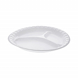 Placesetter Satin Non-Laminated Foam Dinnerware, 3-Compartment Plate, 10.25" dia, White, 540/Carton (0TH10044000Y)