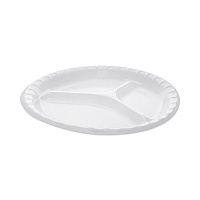 Placesetter Deluxe Laminated Foam Dinnerware, 3-Compartment Plate, 10.25" dia, White, 540/Carton (0TK10044000Y)