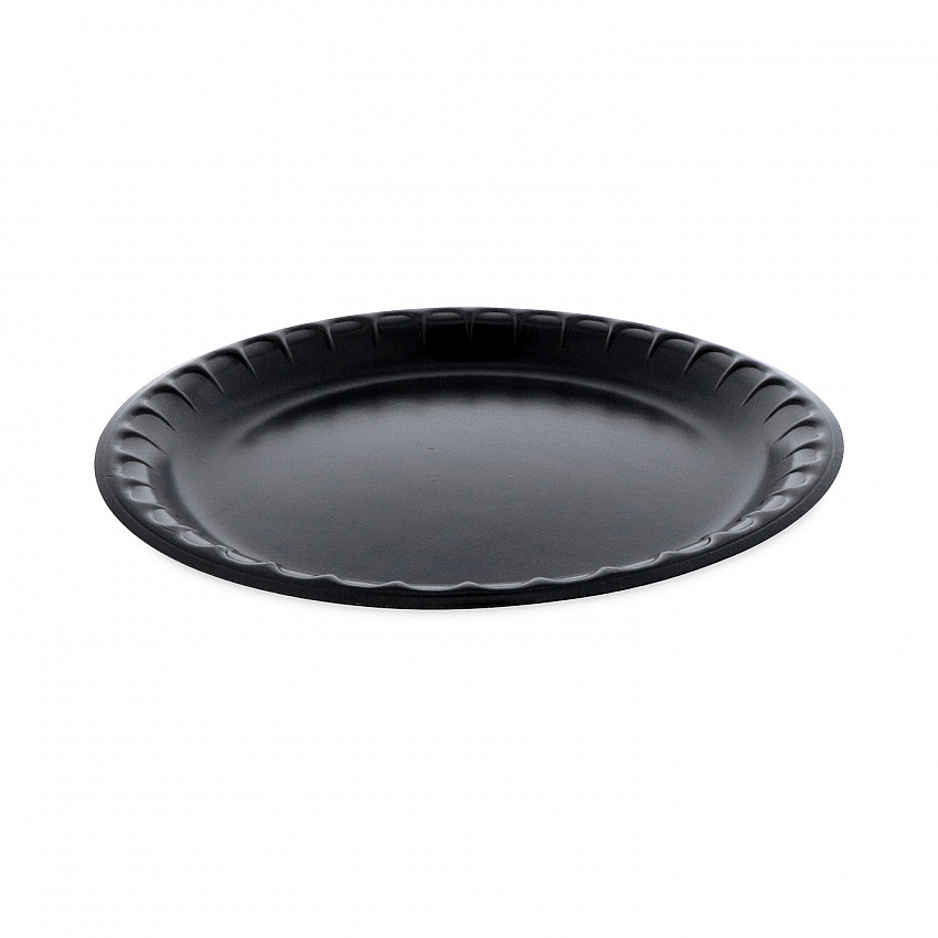 Placesetter Deluxe Laminated Foam Dinnerware, Plate, 10.25" dia, Black, 540/Carton (0TKB0010000Y)