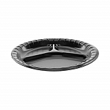 Placesetter Deluxe Laminated Foam Dinnerware, 3-Compartment Plate, 10.25" dia, Black, 540/Carton (0TKB0044000Y)