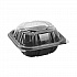 EarthChoice Vented Dual Color Microwavable Hinged Lid Container, 16 oz, 6 x 6 x 3.1, Black/Clear, Plastic, 321/Carton (DC6610B000)