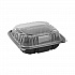EarthChoice Vented Dual Color Microwavable Hinged Lid Container, 28 oz, 7.5 x 7.5 x 3.1, Black/Clear, Plastic, 150/Carton (DC757100B000)