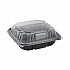 EarthChoice Vented Dual Color Microwavable Hinged Lid Container, 38 oz, 8.5 x 8.6 x 3.1, Black/Clear, Plastic, 150/Carton (DC858100B000)