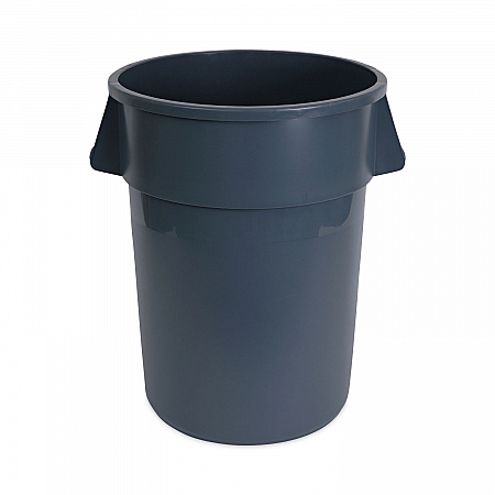 Round Waste Receptacle, 44 gal, Plastic, Gray (44GLWRGRA)