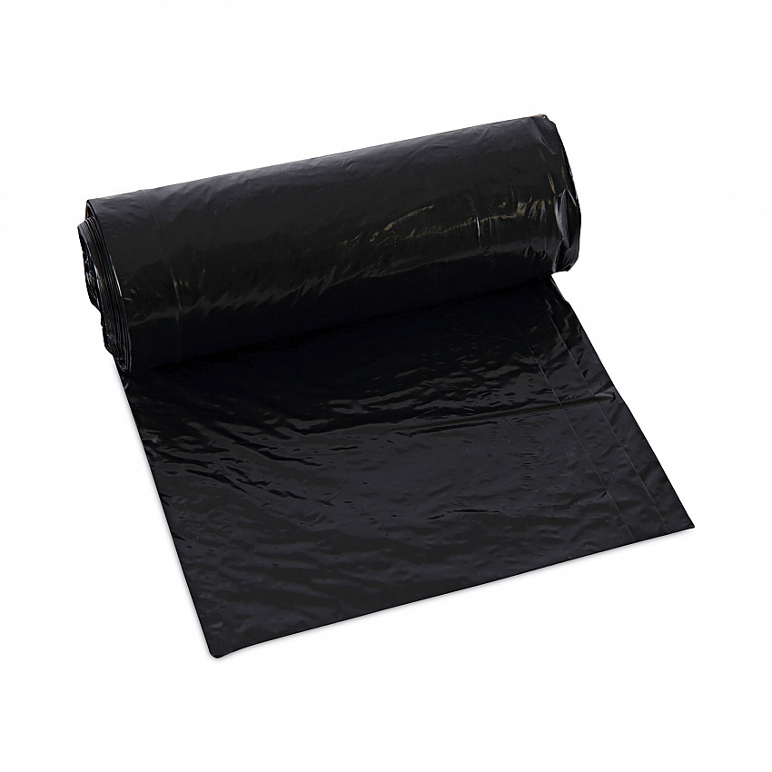 Low-Density Waste Can Liners, 16 gal, 1 mil, 24" x 32", Black, Perforated Roll, 10 Bags/Roll, 15 Rolls/Carton (510)