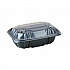 EarthChoice Vented Dual Color Microwavable Hinged Lid Container, 34 oz, 9 x 6 x 3.1, Black/Clear, Plastic, 140/Carton (DC961000B000)