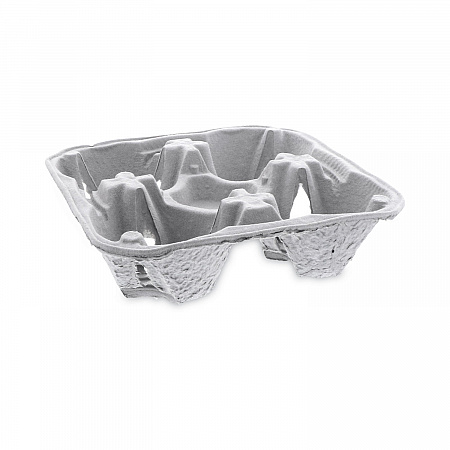 EarthChoice Carry-Safe Beverage Carrier, 8 oz to 32 oz, Four Cups + Food Tray, Natural, 300/Carton (M510032)