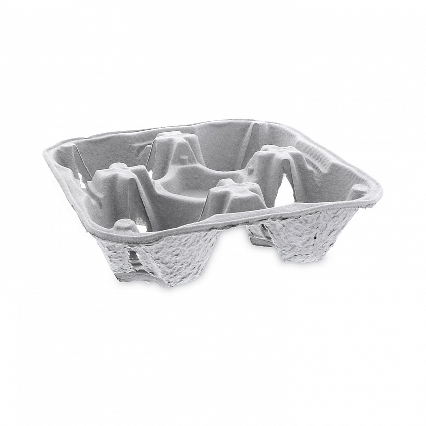 EarthChoice Carry-Safe Beverage Carrier, 8 oz to 32 oz, Four Cups + Food Tray, Natural, 300/Carton (M510032)
