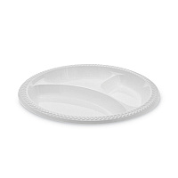 Meadoware Impact Plastic Dinnerware, 3-Compartment Plate, 10.25" dia, White, 500/Carton (MIC10Y)
