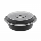 Newspring VERSAtainer Microwavable Containers, 16 oz, 6" Diameter, Black/Clear, Plastic, 150/Carton (NC718B)