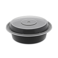 Newspring VERSAtainer Microwavable Containers, 16 oz, 6" Diameter, Black/Clear, Plastic, 150/Carton (NC718B)