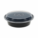 Newspring VERSAtainer Microwavable Containers, 24 oz, 7" Diameter, Black/Clear, Plastic, 150/Carton (NC723B)