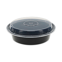 Newspring VERSAtainer Microwavable Containers, 24 oz, 7" Diameter, Black/Clear, Plastic, 150/Carton (NC723B)