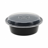 Newspring VERSAtainer Microwavable Containers, 32 oz, 7" Diameter x 2.25" h, Black/Clear, Plastic, 150/Carton (NC729B)