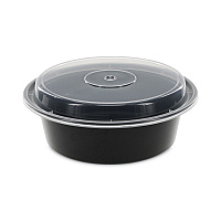 Newspring VERSAtainer Microwavable Containers, 32 oz, 7" Diameter x 2.25" h, Black/Clear, Plastic, 150/Carton (NC729B)