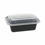 Newspring VERSAtainer Microwavable Containers, 12 oz, 5.8 x 4.6 x 2.3, Black/Clear, Plastic, 150/Carton (NC818B)