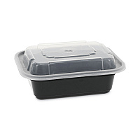 Newspring VERSAtainer Microwavable Containers, 12 oz, 5.8 x 4.6 x 2.3, Black/Clear, Plastic, 150/Carton (NC818B)
